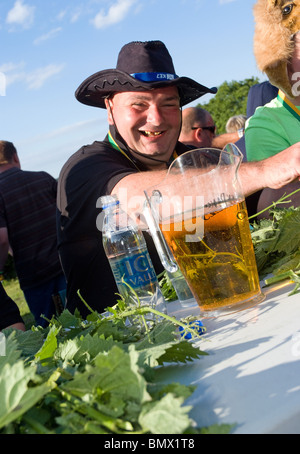 it`s all smiles at the world nettle eating championship. Stock Photo